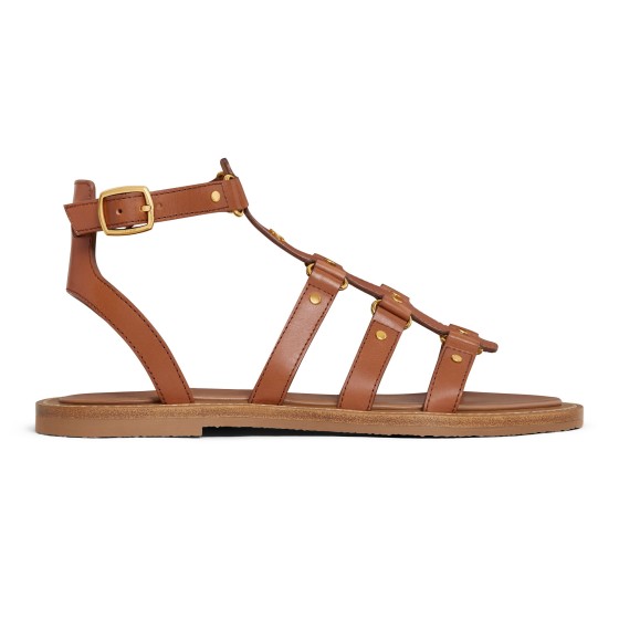 Lympia Leather Roman Sandals - brown