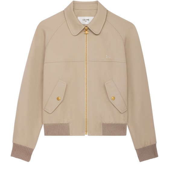 Triomphe blouson jacket in cotton gabardine - Beige