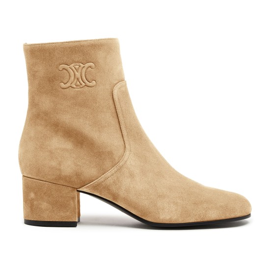 Boots zipped Triomphe in suede calfskin - brown