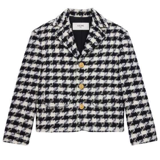 Garance jacket in houndstooth wool natté - white