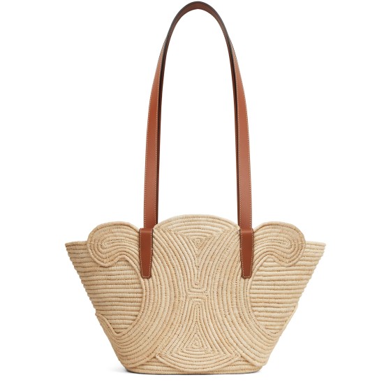 Triomohe Classic Woven Tote Bag in Plant Material and Calf Leather - brown