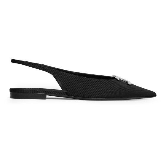 Alma Triomphe Grosgrain Back-Tie Flats - Black