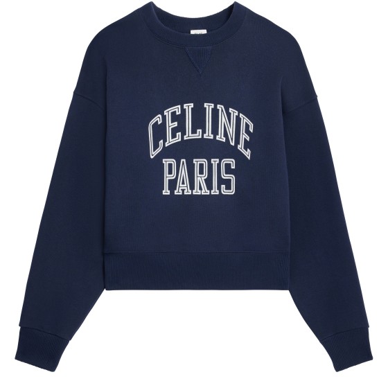 Loose sweatshirt in cotton fleece - navy blue