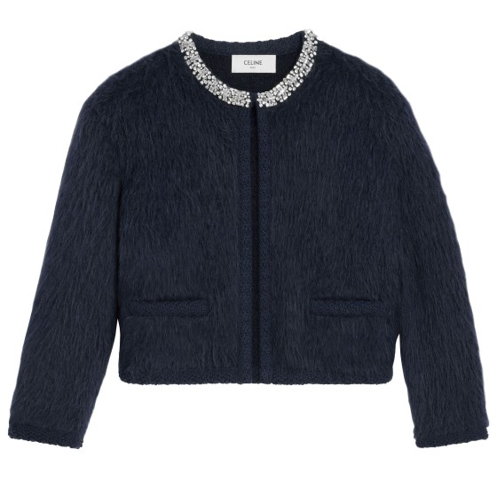Brushed mohair embroidered cardigan - Blue