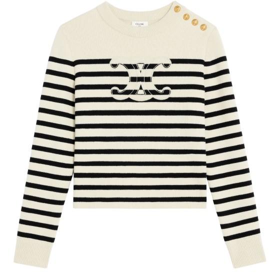 Crew neck sweater in wool cashmere - Beige
