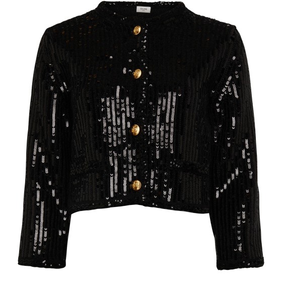 Embroidered Ribbed Mohair Cardigan Jacket - Black