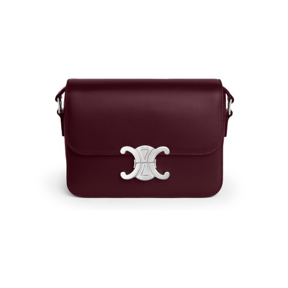 Teen Triomphe bag in shiny calfskin - Burgundy