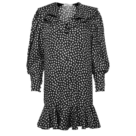 Ruffled mini dress - Black