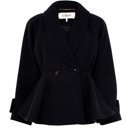 Short double-breasted coat - navy blue