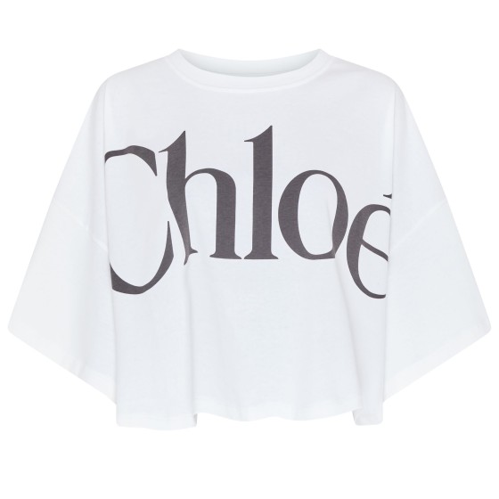 Short logo cotton straight-cut T-shirt - white
