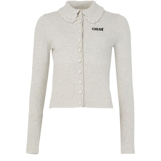 Fitted cardigan with logo - grey