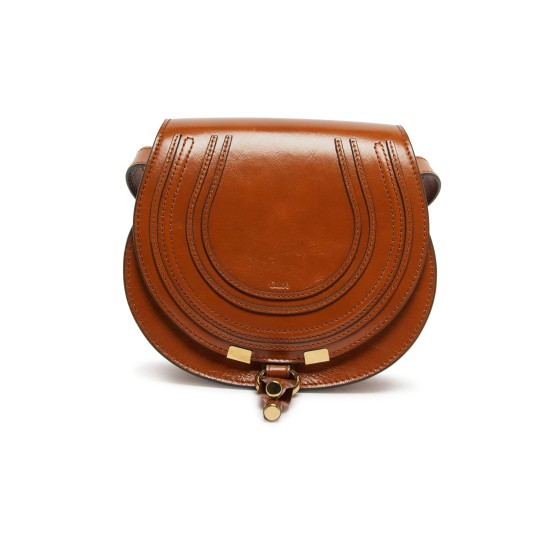 Marcie Small Smooth Leather Shoulder Bag - brown