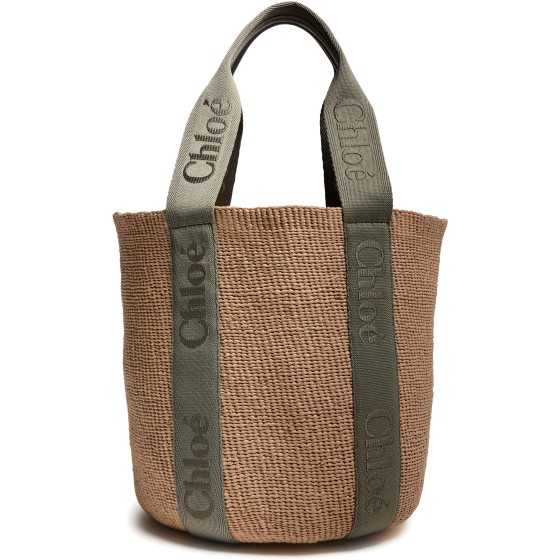 Woody Large Woven Rattan Bag - Green