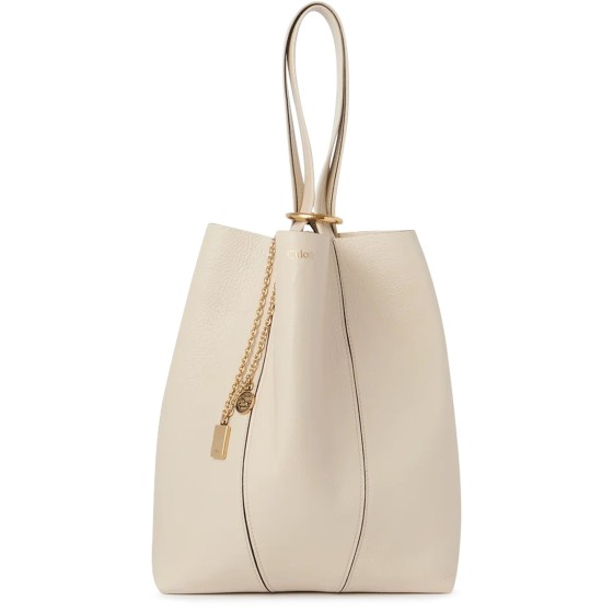 Chloé Spin grained leather tote bag - Beige