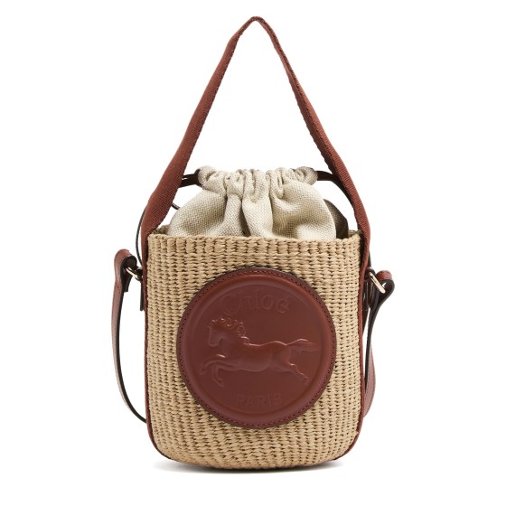 Horse Medal Woven Rattan Bag - brown