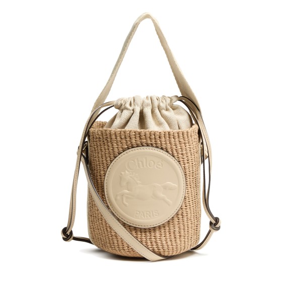 Horse Medal Woven Rattan Bag - Off-white