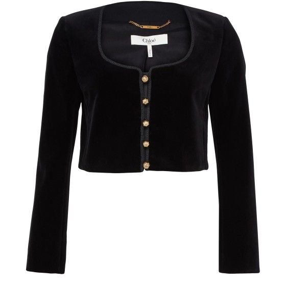 Velvet cropped jacket - Black