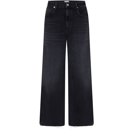 Lyra Cropped Wide-Leg Jeans - Black
