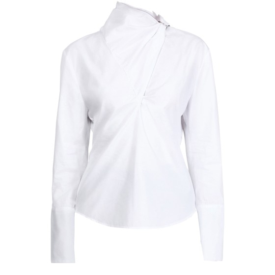 Knotted poplin blouse - white