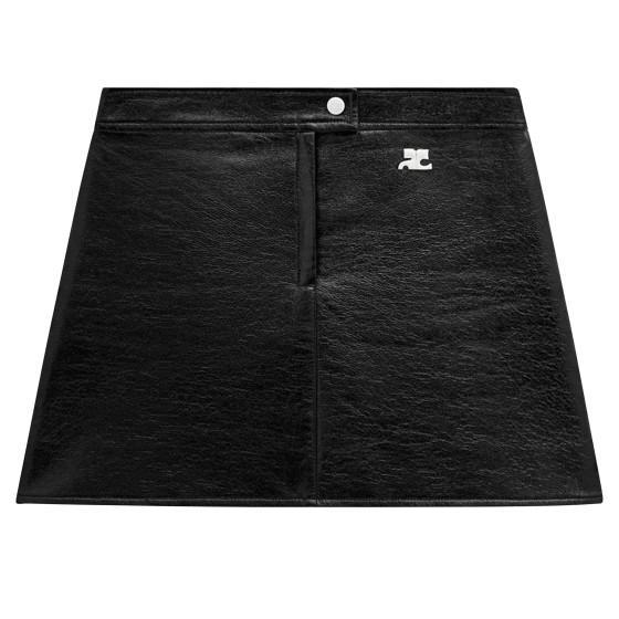 Reprinted vinyl mini skirt - Black