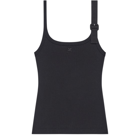 90's buckle rib tank top - Black