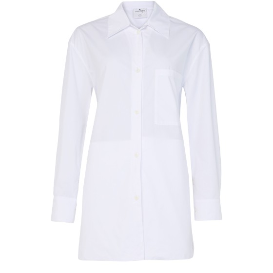 Belted shirting dress - white