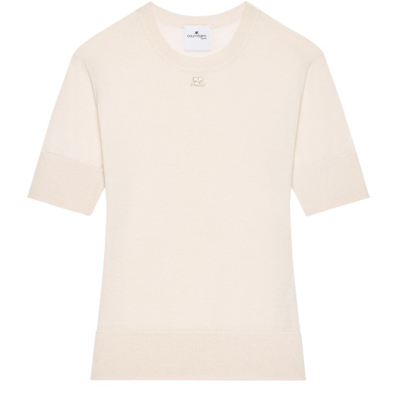 Merino short-sleeved top - Beige