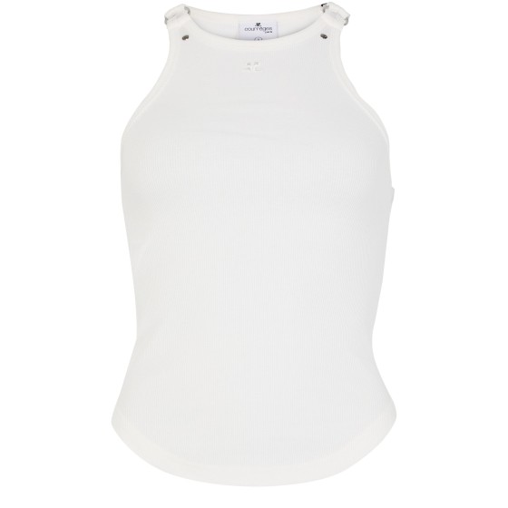 Buckle 90's rib tank top - white