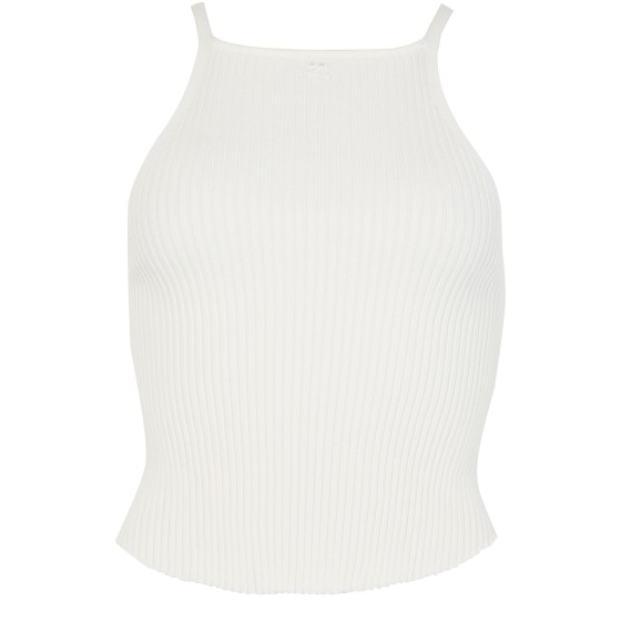 Circle rib knit top - white