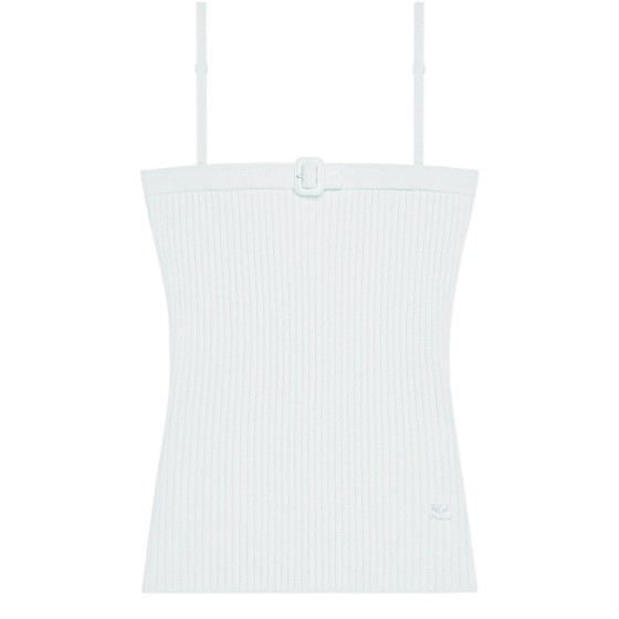 Buckle rib knit top - white