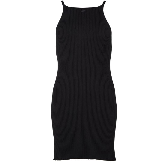 Rib knit A-Line dress - Black