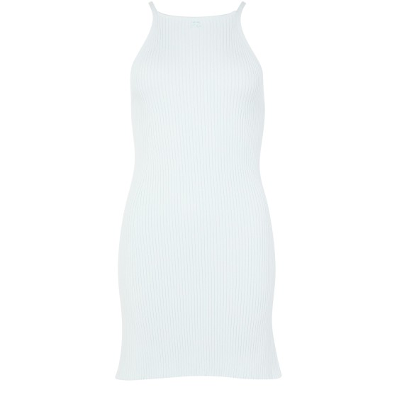 Rib knit A-Line dress - Green