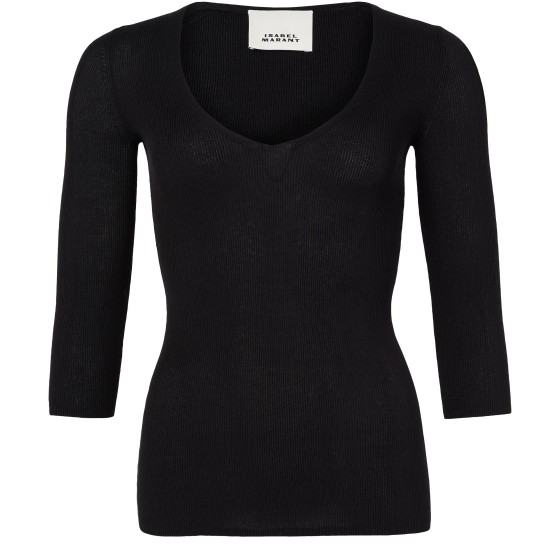 Felicia three-quarter-sleeved top - Black