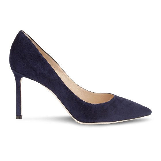 Romy 85 Suede Thin-Sole Pump - navy blue