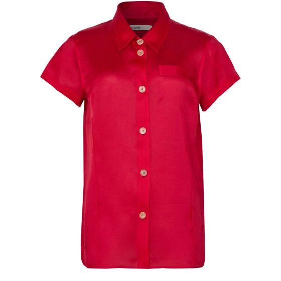 Keefe silk short sleeve shirt - Red