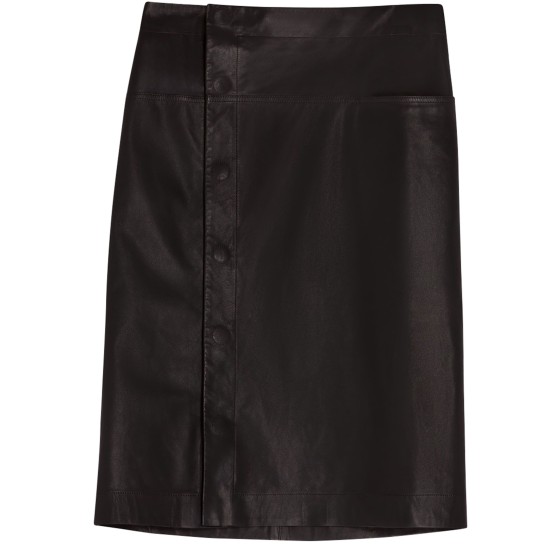Leather wrapover skirt - brown