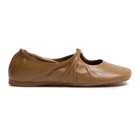Pebble ballerinas in soft nappa lambskin - brown