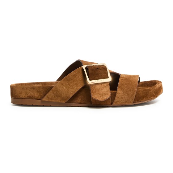 Ease Buckle slide in suede - brown