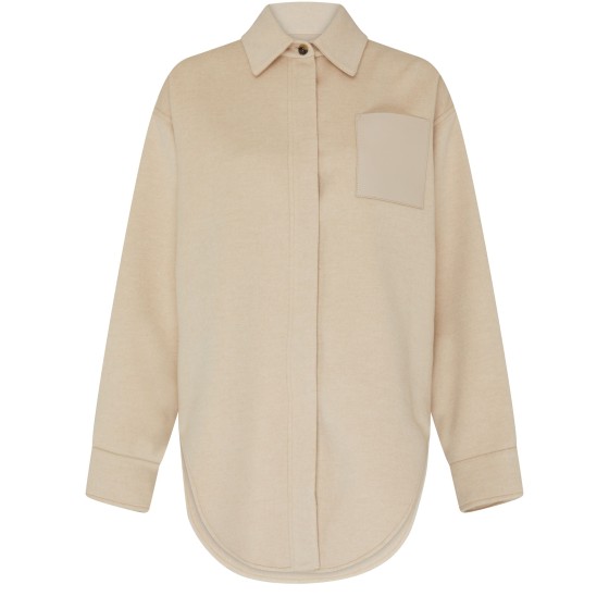 Wool Cashmere Shirt Jacket - Beige