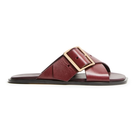 Vegetable-tanned leather sandals - Burgundy