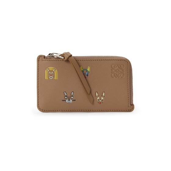 Cats coin cardholder in classic calfskin - brown