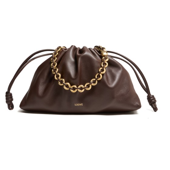 Large Flamenco soft nappa lamb leather purse - brown