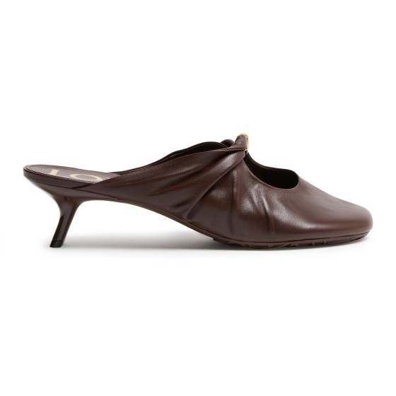 Pebble mules in soft nappa lambskin - brown