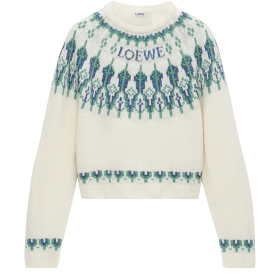 Round-neck wool blend sweater - white