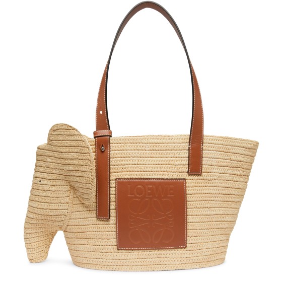 Elephant Basket Handbag - Beige