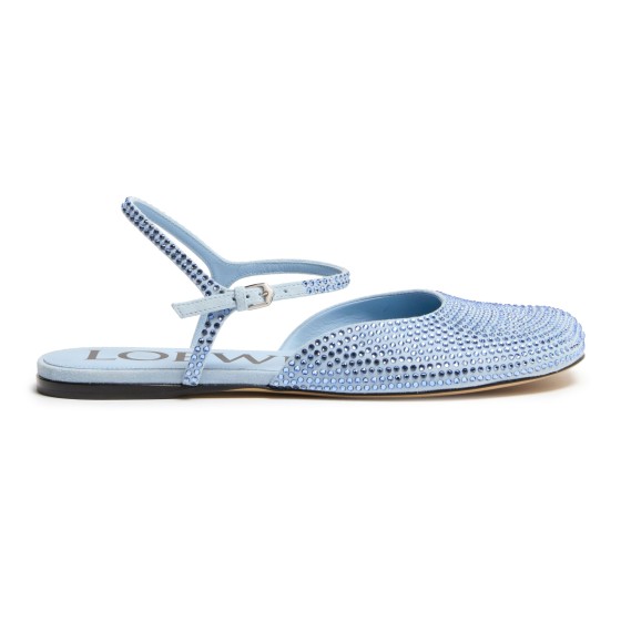 Toy ankle strap ballerinas in suede and strass - Blue