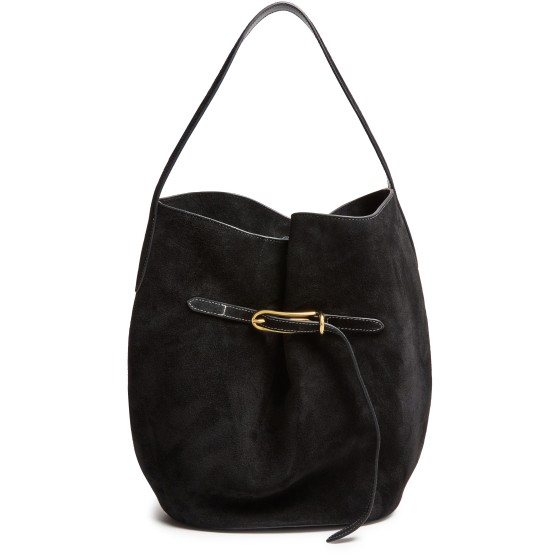 Large drawstring bucket bag - Black