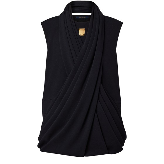 Hybrid Draped Knit Top - Black