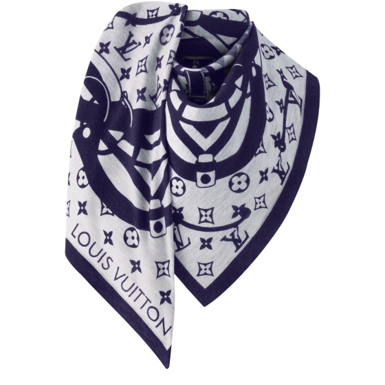 Flower And Straps Shawl - Blue