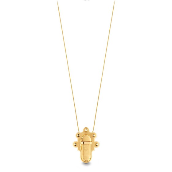 Trunk Lock Pendant Necklace and Brooch - Gold
